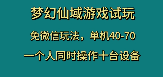 梦幻仙域游戏试玩，免微信玩法，单机40-70，一个人同时操作十台设备【揭秘】-520资源库