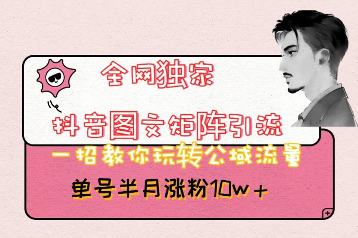 全网独家抖音图文矩阵引流，一招教你玩转公域流量，单号半月涨粉10w+【揭秘】-520资源库