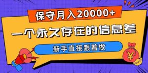一个永久存在的信息差，保守月入20000+，新手直接跟着做【揭秘】-520资源库
