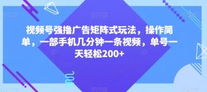 视频号强撸广告矩阵式玩法，操作简单，一部手机几分钟一条视频，单号一天轻松200+【揭秘】-520资源库