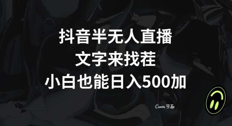 抖音半无人直播，文字来找茬小游戏，每天收益500+【揭秘】-520资源库