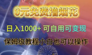 0元免费撸烟花日入1000+可自用可变现保姆级教程小白也可以操作【仅揭秘】-520资源库