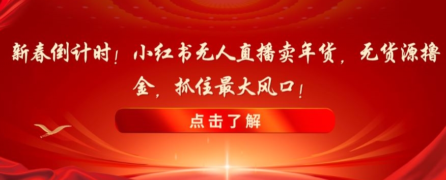新春倒计时！小红书无人直播卖年货，无货源撸金，抓住最大风口【揭秘】-520资源库