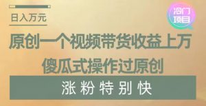 原创一个视频带货收益上万，傻瓜式操作过原创，几分钟做一个视频涨粉特别快【揭秘】-520资源库