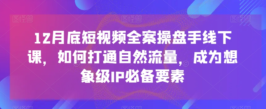 12月底短视频全案操盘手线下课，如何打通自然流量，成为想象级IP必备要素-520资源库