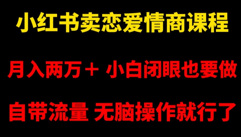 小红书卖恋爱情商课程，月入两万＋，小白闭眼也要做，自带流量，无脑操作就行了【揭秘】-520资源库
