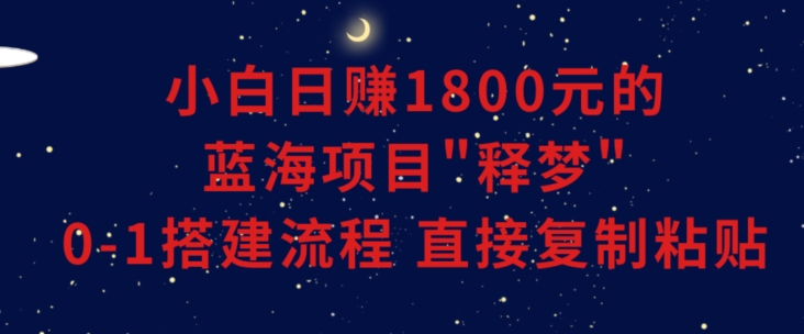 小白能日赚1800元的蓝海项目”释梦”0-1搭建流程可直接复制粘贴长期做【揭秘】-520资源库