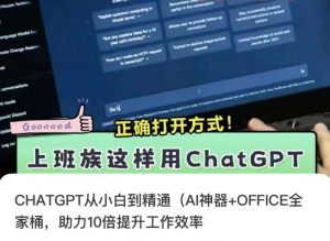 CHATGPT从小白到精通，AI神器+OFFICE全家桶，助力10倍提升工作效率-520资源库