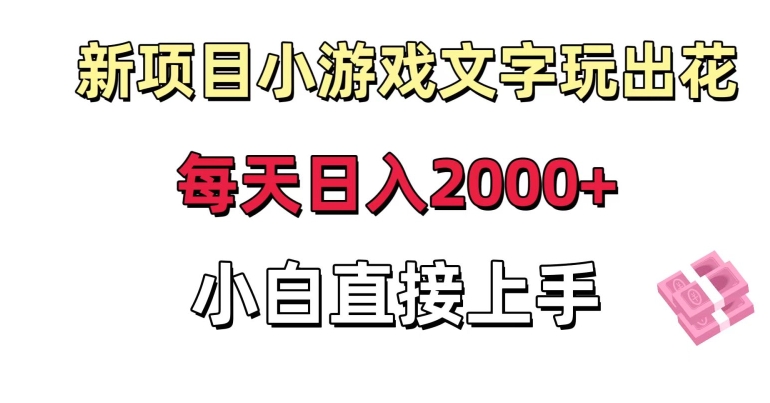 新项目小游戏文字玩出花日入2000+,每天只需一小时,小白直接上手【揭秘】-520资源库