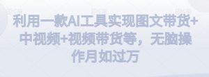 利用一款AI工具实现图文带货+中视频+视频带货等，无脑操作月如过万【揭秘】-520资源库