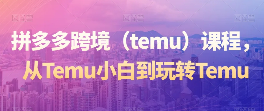 拼多多跨境（temu）课程，从Temu小白到玩转Temu-520资源库