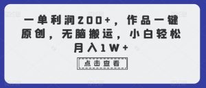 一单利润200+，作品一键原创，无脑搬运，小白轻松月入1W+【揭秘】-520资源库