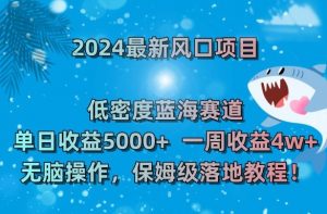 2024最新风口项目，低密度蓝海赛道，单日收益5000+，一周收益4w+！【揭秘】-520资源库