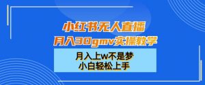 小红书无人直播月入30gmv实操教学，月入上w不是梦，小白轻松上手【揭秘】-520资源库