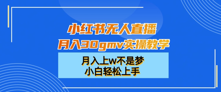 小红书无人直播月入30gmv实操教学，月入上w不是梦，小白轻松上手【揭秘】-520资源库