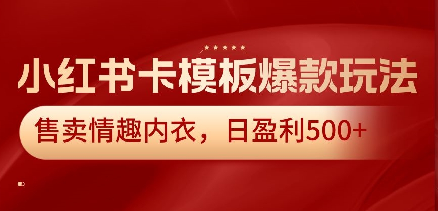 小红书卡模板爆款玩法，售卖情趣内衣，日盈利500+【揭秘】-520资源库