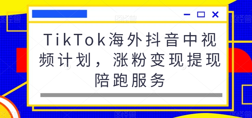 TikTok海外抖音中视频计划，涨粉变现提现陪跑服务-520资源库