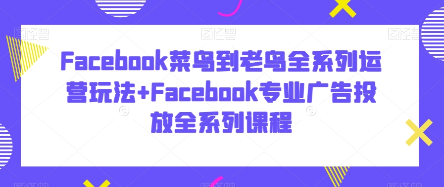 Facebook菜鸟到老鸟全系列运营玩法+Facebook专业广告投放全系列课程-520资源库