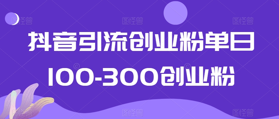 抖音引流创业粉单日100-300创业粉【揭秘】-520资源库