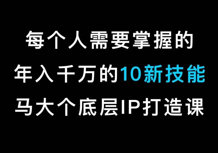 马大个的IP底层逻辑课，​每个人需要掌握的年入千万的10新技能，约会底层IP打造方法！-520资源库