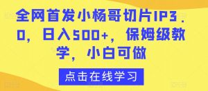 全网首发小杨哥切片IP3.0，日入500+，保姆级教学，小白可做【揭秘】-520资源库