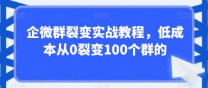 企微群裂变实战教程，低成本从0裂变100个群的-520资源库