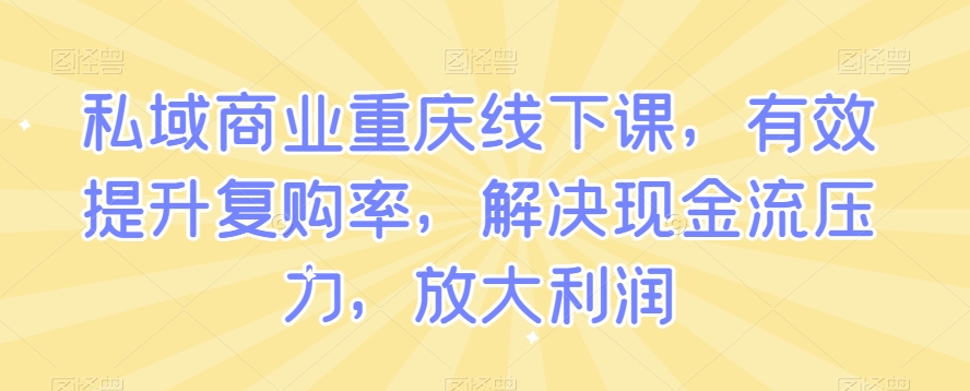 私域商业重庆线下课，有效提升复购率，解决现金流压力，放大利润-520资源库