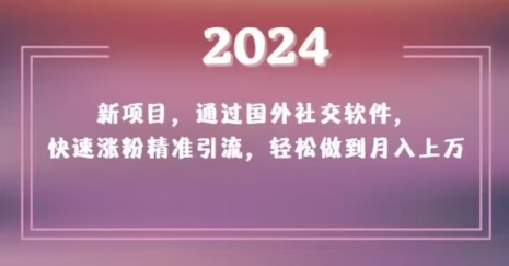 2024新项目，通过国外社交软件，快速涨粉精准引流，轻松做到月入上万【揭秘】-520资源库