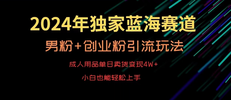 2024年独家蓝海赛道，成人用品单日卖货变现4W+，男粉+创业粉引流玩法，不愁搞不到流量【揭秘】-520资源库