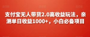 支付宝无人带货2.0高收益玩法，亲测单日收益1000+，小白必备项目【揭秘】-520资源库