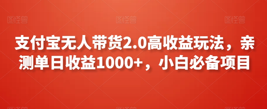 支付宝无人带货2.0高收益玩法,亲测单日收益1000+,小白必备项目【揭秘】-520资源库