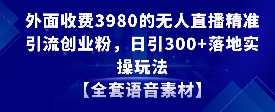 外面收费3980的无人直播精准引流创业粉，日引300+落地实操玩法【全套语音素材】【揭秘】-520资源库