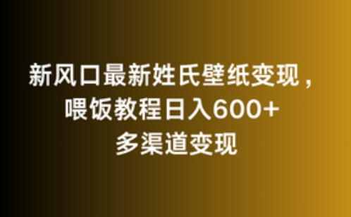 新风口最新姓氏壁纸变现，喂饭教程日入600+【揭秘】-520资源库