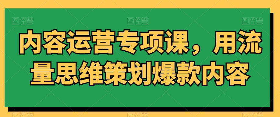 内容运营专项课，用流量思维策划爆款内容-520资源库