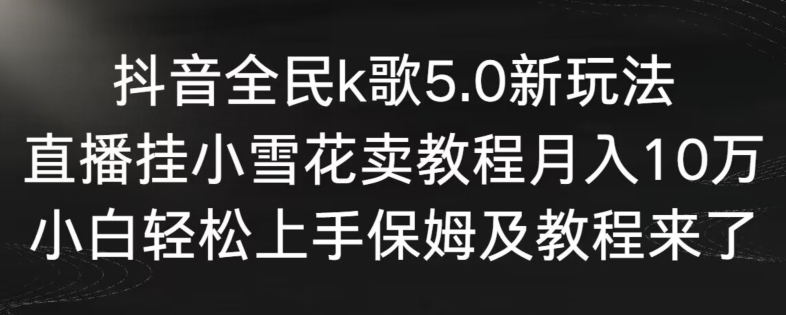抖音全民k歌5.0新玩法，直播挂小雪花卖教程月入10万，小白轻松上手，保姆及教程来了【揭秘】-520资源库