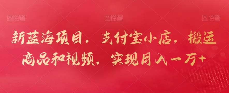 新蓝海项目,支付宝小店,搬运商品和视频,实现月入一万+【揭秘】-520资源库