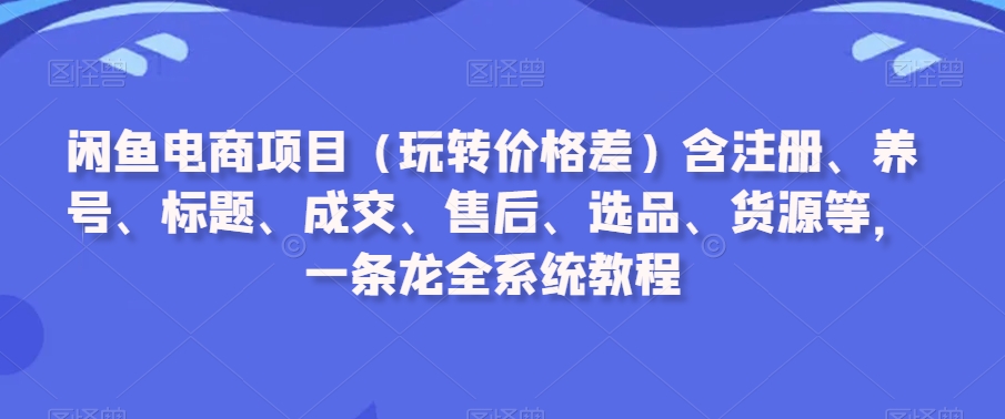 闲鱼电商项目（玩转价格差）含注册、养号、标题、成交、售后、选品、货源等，一条龙全系统教程-520资源库