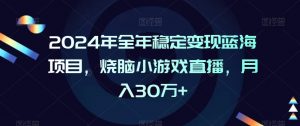 2024年全年稳定变现蓝海项目，烧脑小游戏直播，月入30万+【揭秘】-520资源库