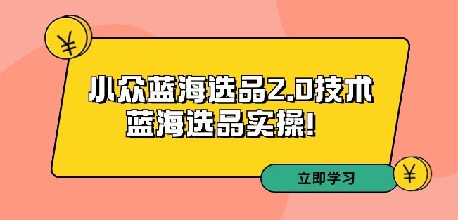 拼多多培训第33期：小众蓝海选品2.0技术-蓝海选品实操！-520资源库