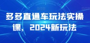 多多直通车玩法实操课，2024新玩法-520资源库