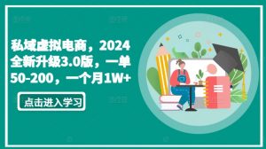 私域虚拟电商，2024全新升级3.0版，一单50-200，一个月1W+【揭秘】-520资源库