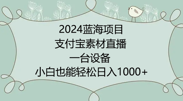 2024年蓝海项目，支付宝素材直播，无需出境，小白也能日入1000+ ，实操教程【揭秘】-520资源库