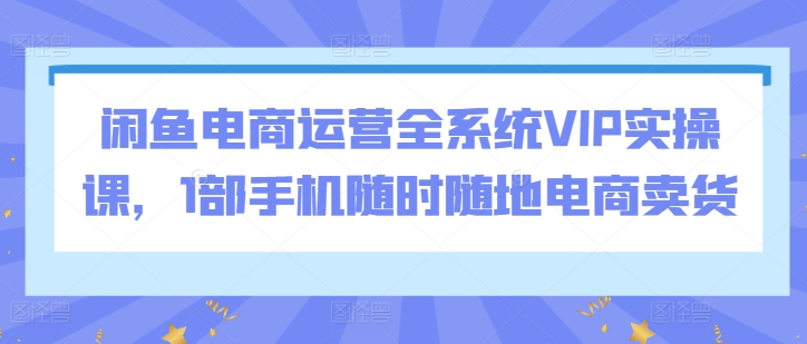 闲鱼电商运营全系统VIP实操课，1部手机随时随地电商卖货-520资源库