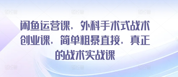闲鱼运营课，外科手术式战术创业课，简单粗暴直接，真正的战术实战课-520资源库