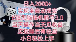 日入2000+，实现全自动成交，B站无脑挂机躺平3.0，当天操作当天见收益，实现睡后有收益【揭秘】-520资源库