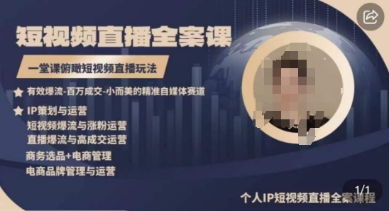 高品质IP短视频直播全案课程,一堂课俯瞰短视频直播玩法-520资源库