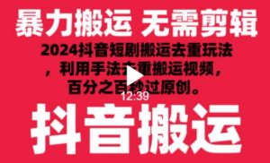 2024最新抖音搬运技术，抖音短剧视频去重，手法搬运，利用工具去重，达到秒过原创的效果【揭秘】-520资源库