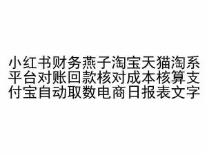 小红书财务燕子淘宝天猫淘系平台对账回款核对成本核算支付宝自动取数电商日报表-520资源库