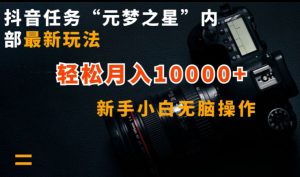 抖音任务“元梦之星”内部最新玩法，新手小白无脑操作，轻松月入10000+【揭秘】-520资源库