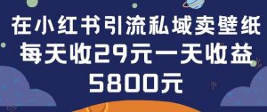 在小红书引流私域卖壁纸每张29元单日最高卖出200张(0-1搭建教程)【揭秘】-520资源库